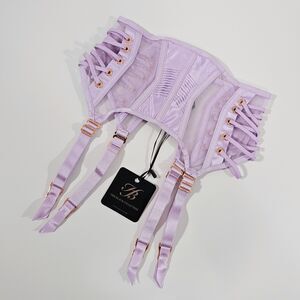 Honey Birdette Jerry Purple Lilac Suspender Garter Belt Size XS